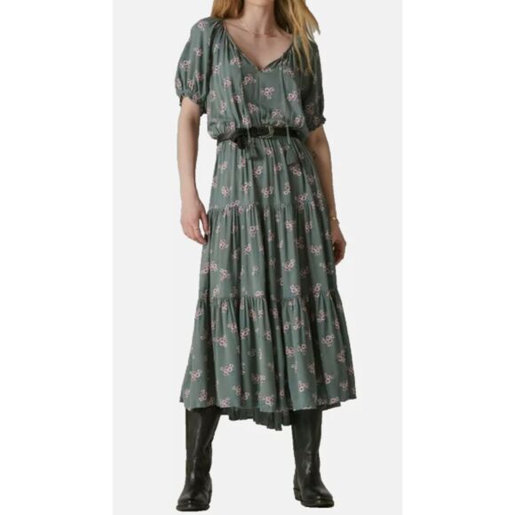 Lucky Brand Size Medium Women's Multicolor Floral Boho Smocked Waist Maxi Dress - Picture 1 of 9